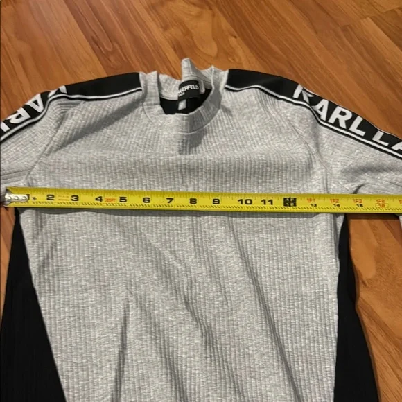 Karl Lagerfeld Black and Gray Long Sleeve Top - Picture 2 of 4